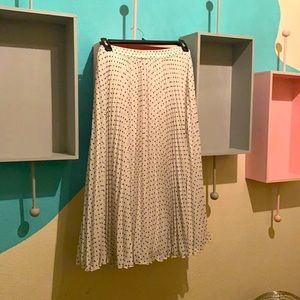 Black and white polka dot pleated skirt with elastic waist by V Cristina XL NWOT